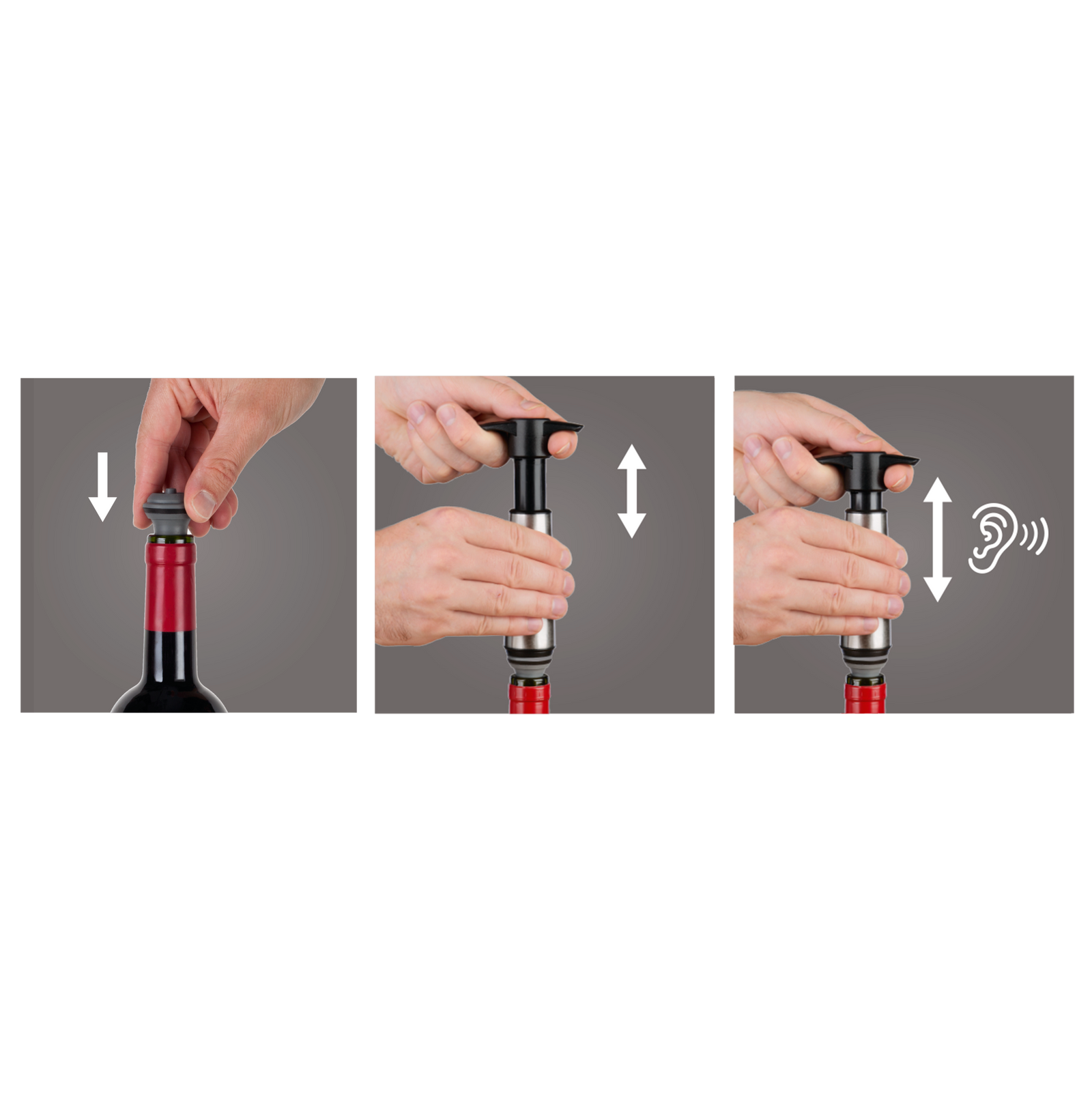 Vacu Vin Wine Saver Original Stainless Steel 2 stoppers how it works