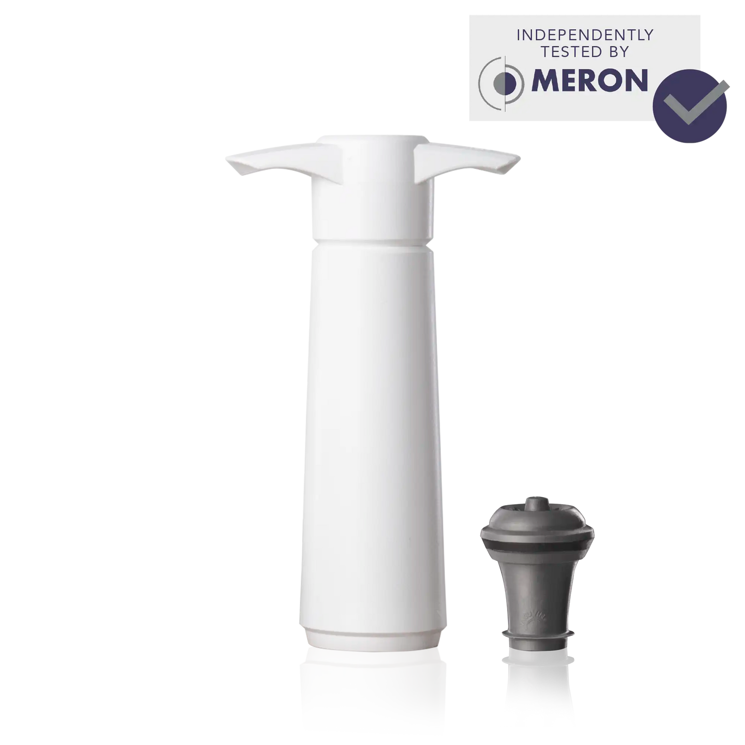 vacu vin wine saver white with 1 stopper and meron lab test logo