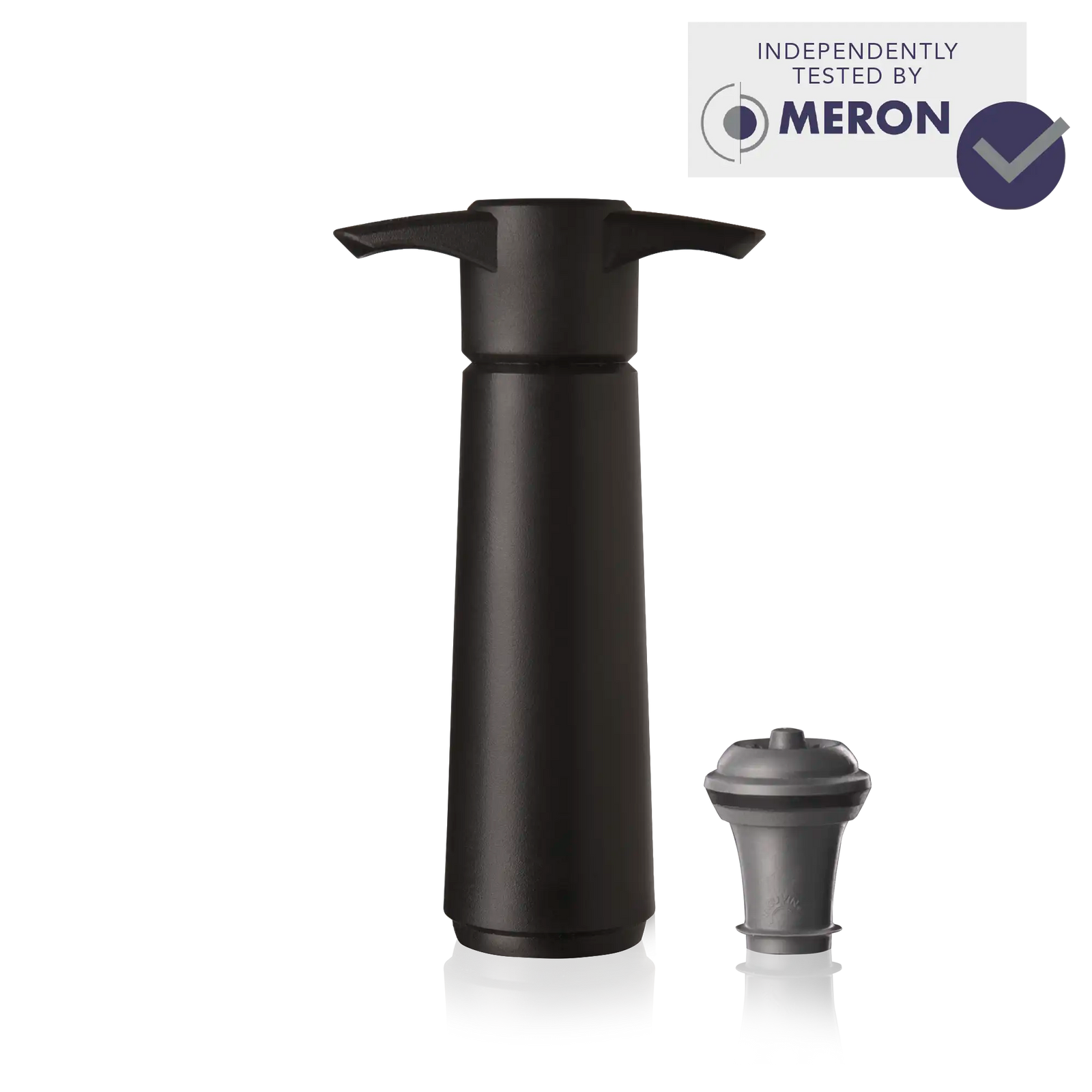 vacu vin wine saver original black with 1 stopper and meron lab test logo