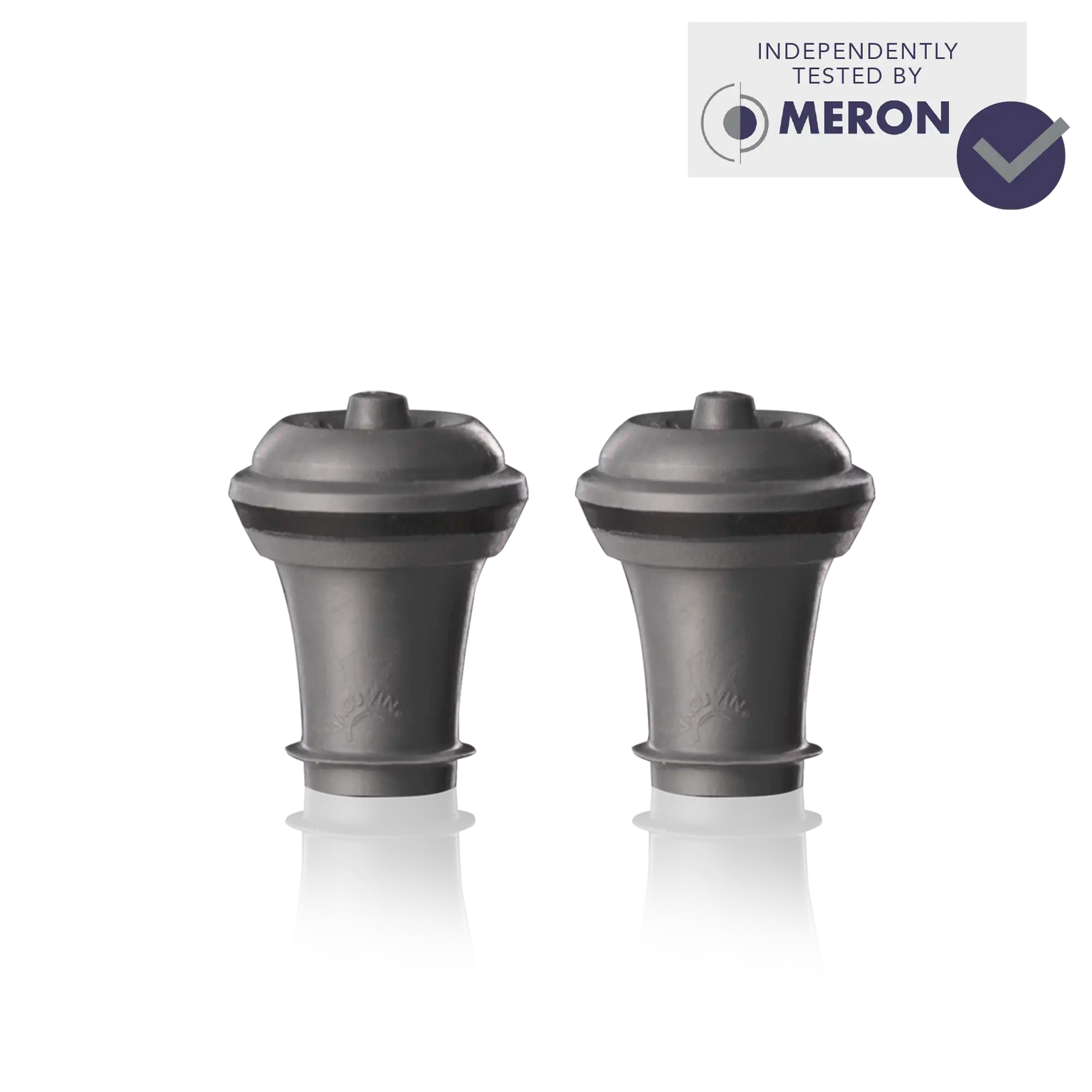 vacu vin wine stoppers grey set of 2 with meron lab test logo