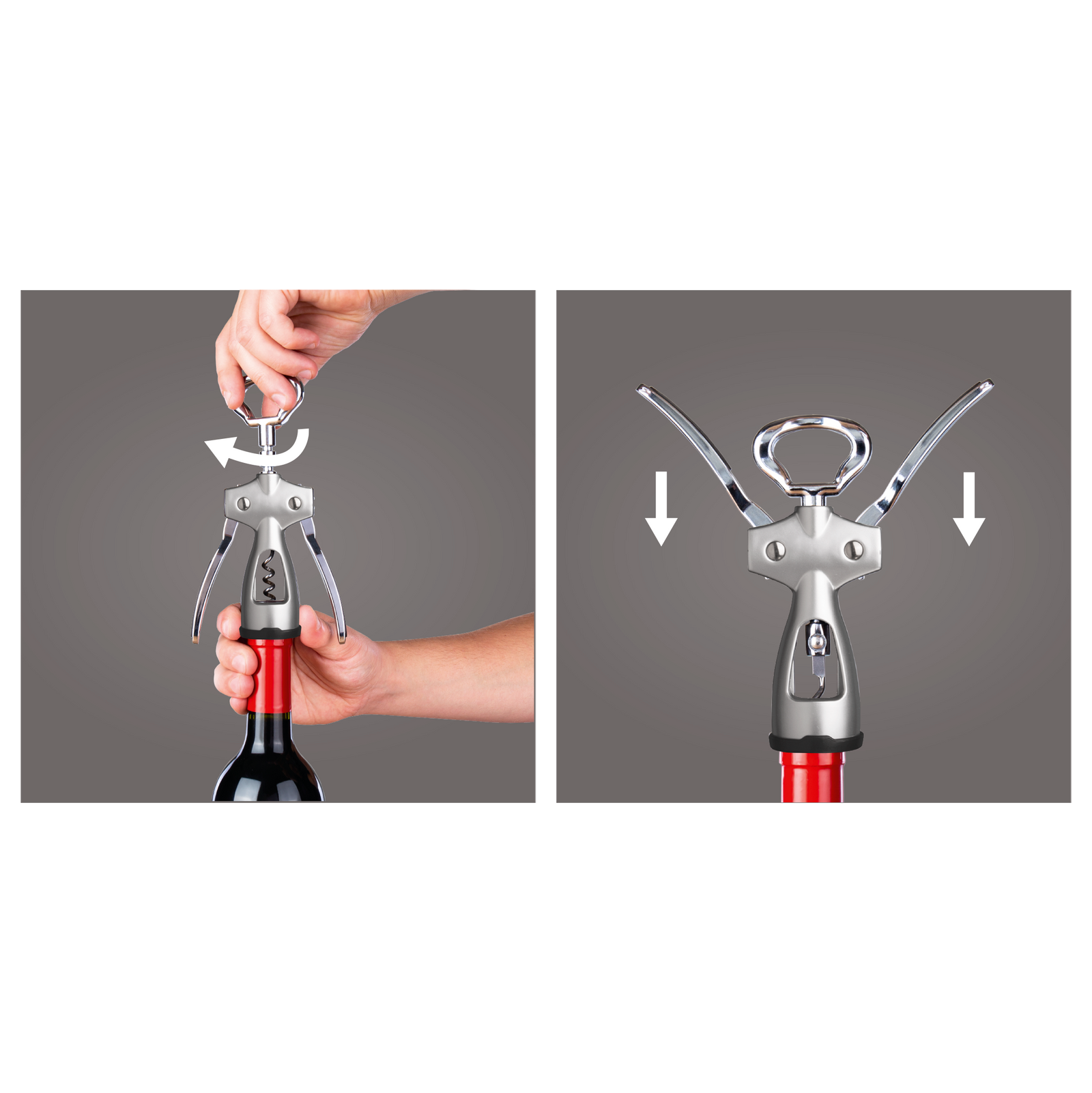 Vacu Vin Winged Corkscrew Silver How It Works