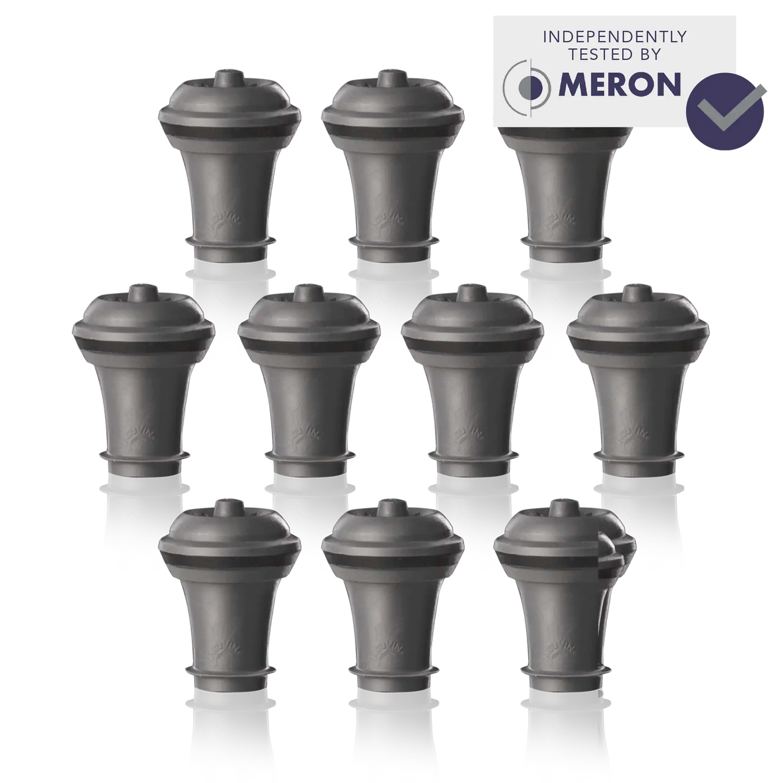 vacu vin wine stoppers set of 10 with meron lab test logo