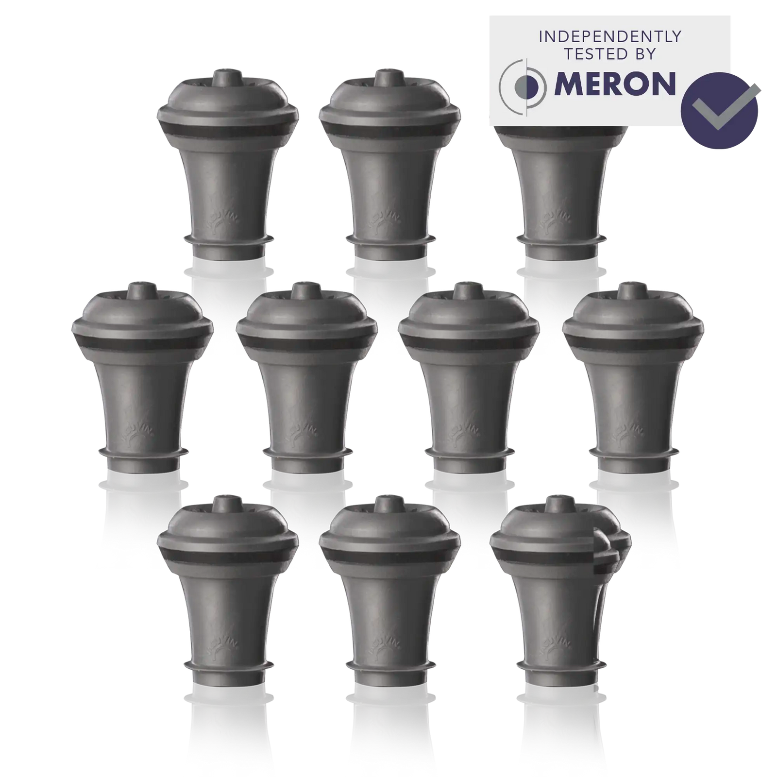 vacu vin wine stoppers set of 10 with meron lab test logo