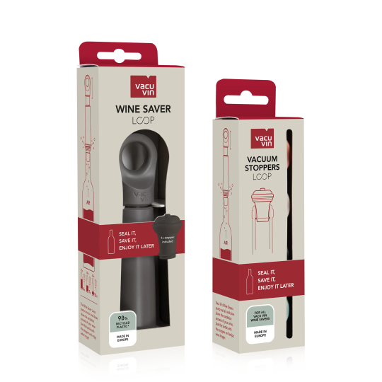 vacu vin wine saver loop graphite with 4 extra stoppers and black friday sticker