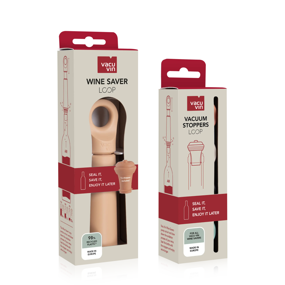 vacu vin wine saver loop with 5 stoppers and black friday sticker