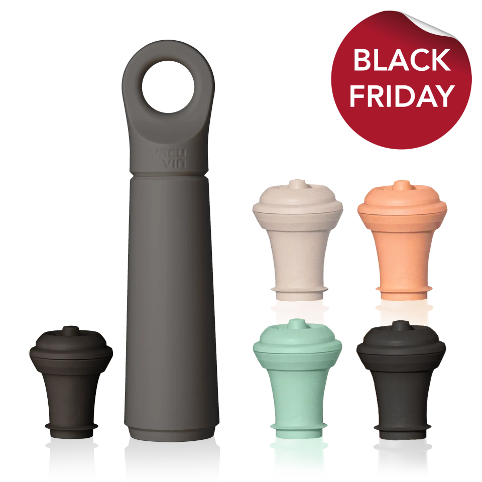 vacu vin wine saver loop graphite with 4 extra stoppers and black friday sticker