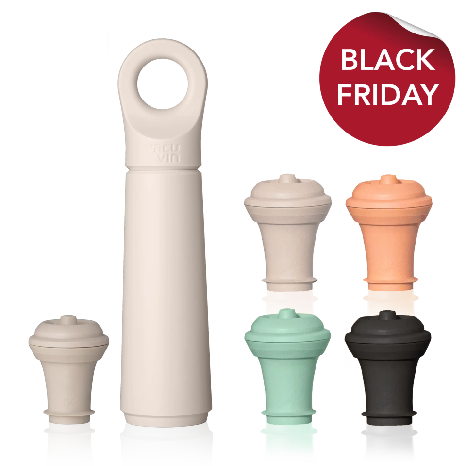 vacu vin wine saver loop sand with 1 stopper and 4 free extra stoppers and black friday sticker