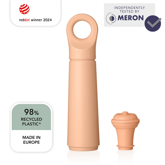 Vacu Vin wine saver loop with 1 stopper and meron lab test logo
