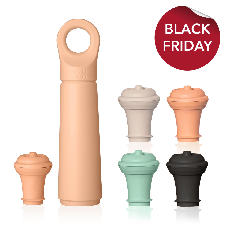 vacu vin wine saver loop with 5 stoppers and black friday sticker